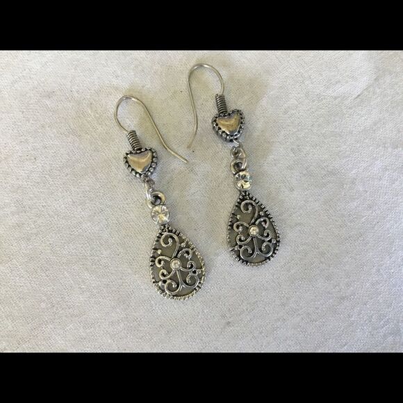 $8 ea or 3/$15 Silvertone Heart & Drop Earrings - Picture 1 of 7